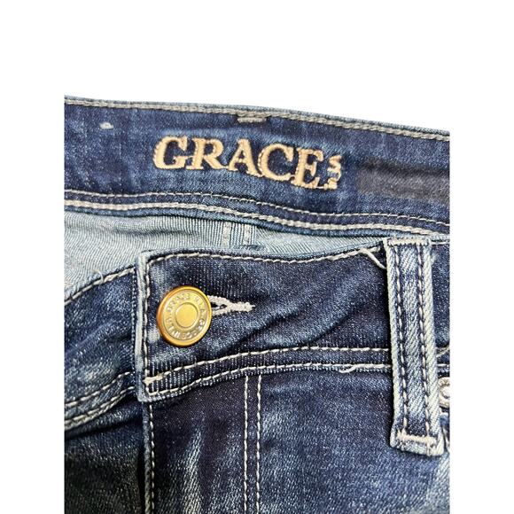 Grace In LA Jeans Womens Sz 28 Blue Medium Wash Embroidered Western / boho / Y2K - Picture 10 of 15